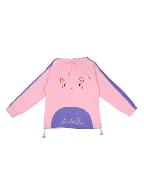 

DOROKIDS Girls Peach-Coloured & Purple Printed Sweatshirt