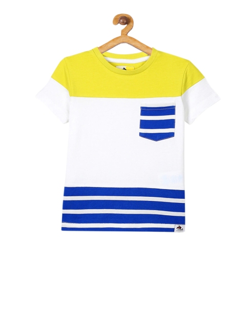 

Cherry Crumble Boys Yellow Colourblocked Round Neck T-shirt