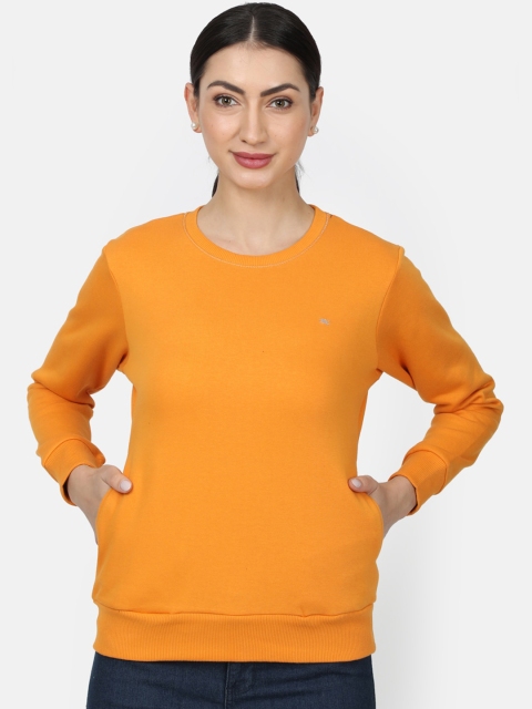 

Monte Carlo Women Mustard Yellow Solid Sweatshirt