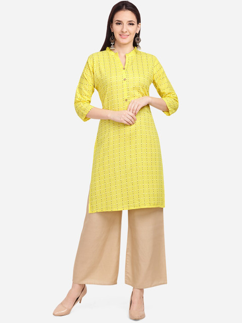 

SHAVYA Women Yellow & Beige Striped Kurta with Palazzos
