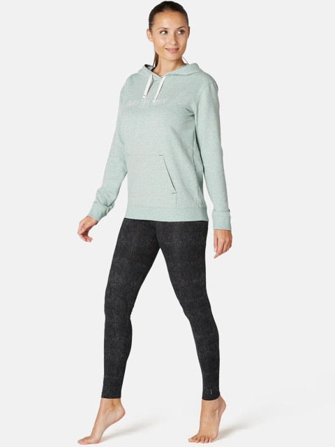 

Domyos By Decathlon Women Green Solid Hooded Sweatshirt