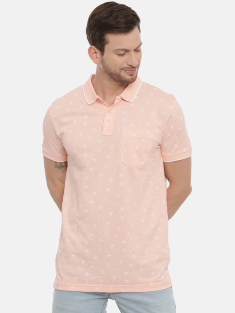 

Classic Polo Men Pink & White Printed Polo Collar T-shirt