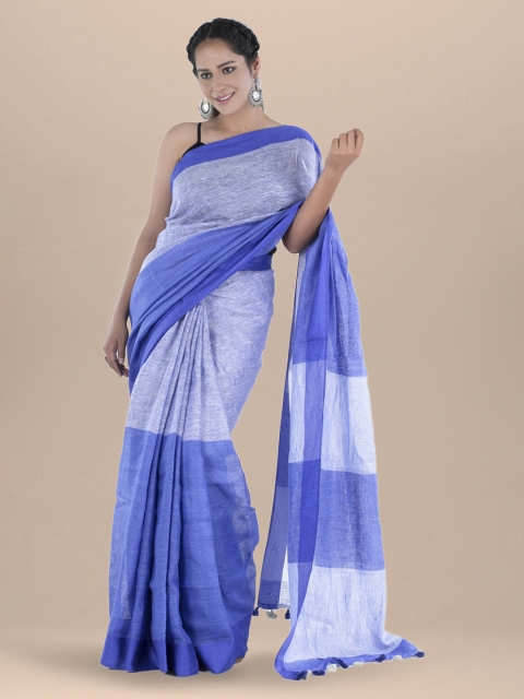 

BharatSthali Blue Woven Design Pure Linen Bhagalpuri Saree
