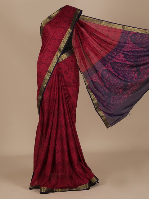 

Pothys Maroon & Black Poly Crepe Printed Bandhani Saree