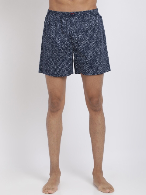 

IVOC Men Navy Blue & White Printed Pure Cotton Boxers