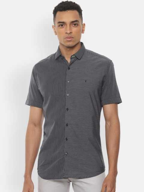

V Dot Men Grey Slim Fit Printed Casual Shirt