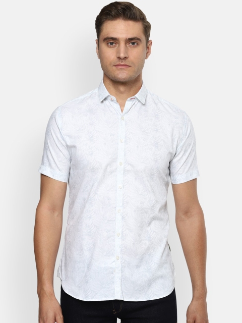 

V Dot Men White & Grey Slim Fit Printed Casual Shirt