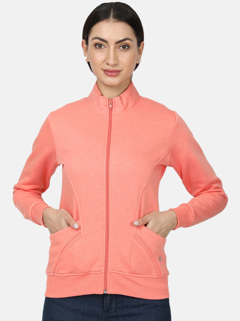 

Monte Carlo Women Peach-Coloured Solid Sweatshirt