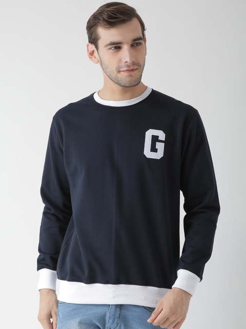 

GRIFFEL Men Navy Blue & White Printed Sweatshirt