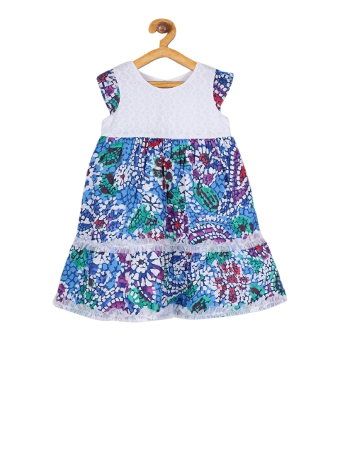 

YOUNG BIRDS Girls White Printed Empire Dress