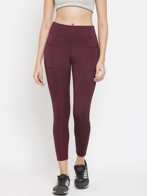 

Athleto Women Maroon Solid Rapid Dry Training Tights