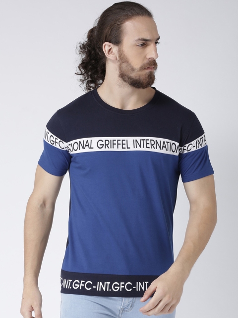

GRIFFEL Men Navy Blue Printed Round Neck T-shirt