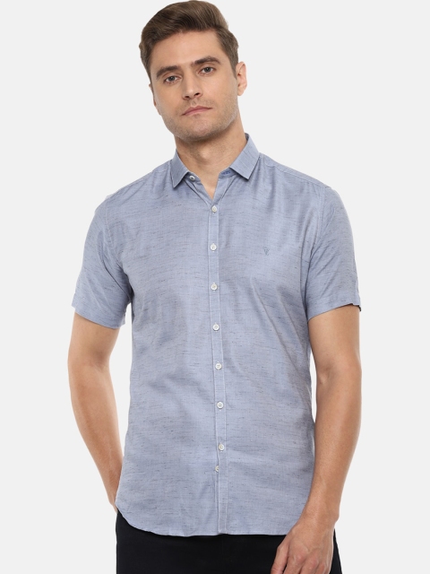 

V Dot Men Grey Slim Fit Self Design Casual Shirt