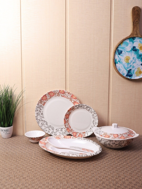 CDI White & Grey Printed 41 Pieces Dinner Set