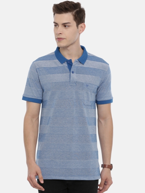

Classic Polo Men Blue Self Design Polo Collar T-shirt