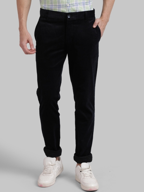 

Parx Men Navy Blue Tapered Fit Solid Regular Trousers