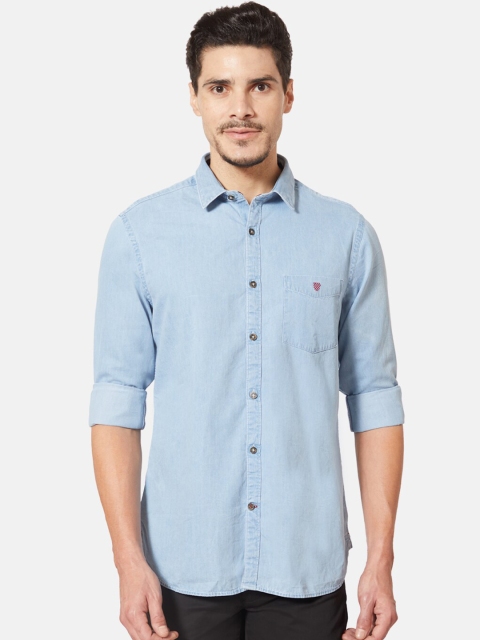 

J Hampstead Men Blue Slim Fit Solid Casual Shirt
