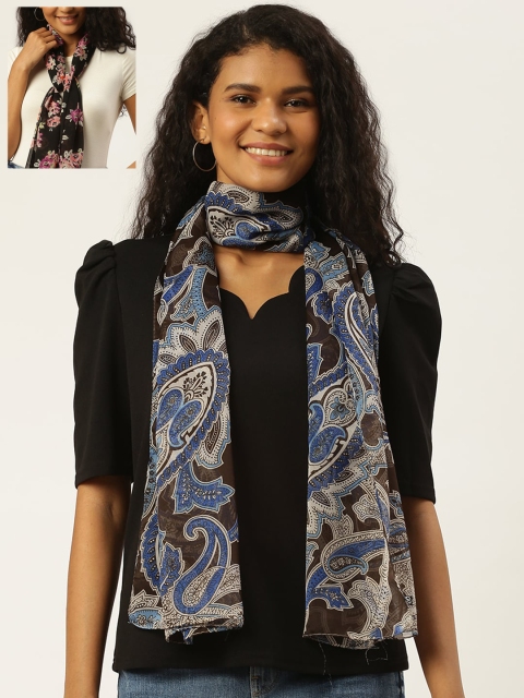 

Trend Arrest Women Pack of 2 Printed Scarves, Black