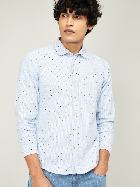 

Forca Men Blue Slim Fit Striped Casual Shirt