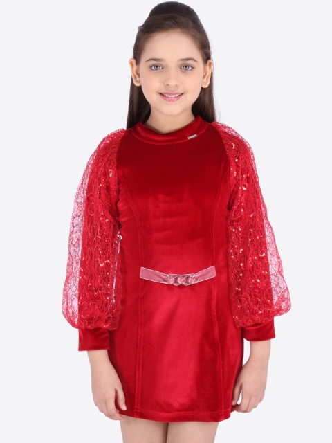 

CUTECUMBER Girls Red Solid A-Line Dress