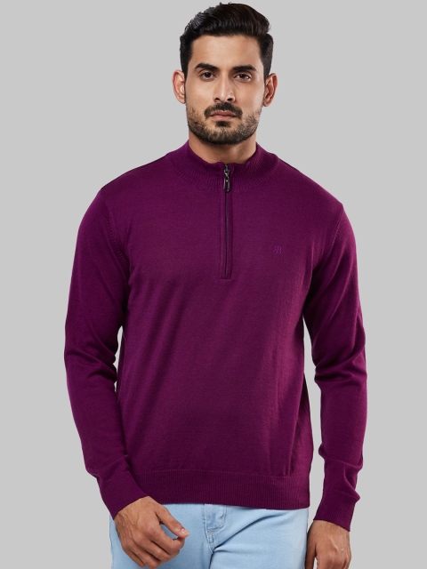 

Raymond Men Purple Solid Pullover Sweater