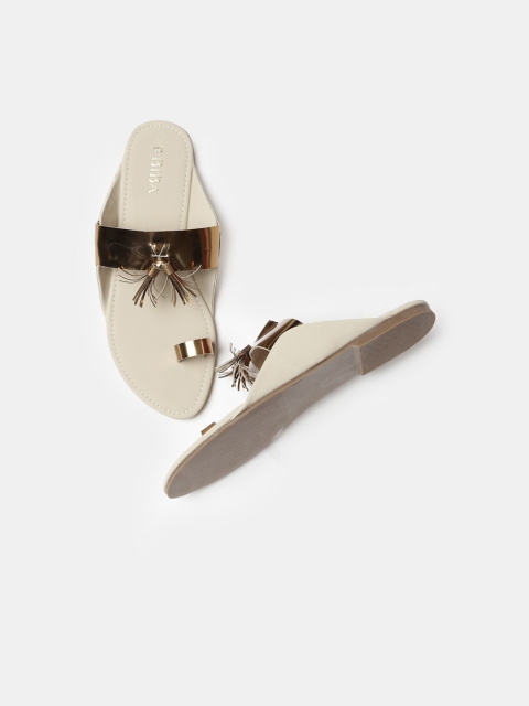

Biba Women Gold-Toned Embellished Open Toe Flats