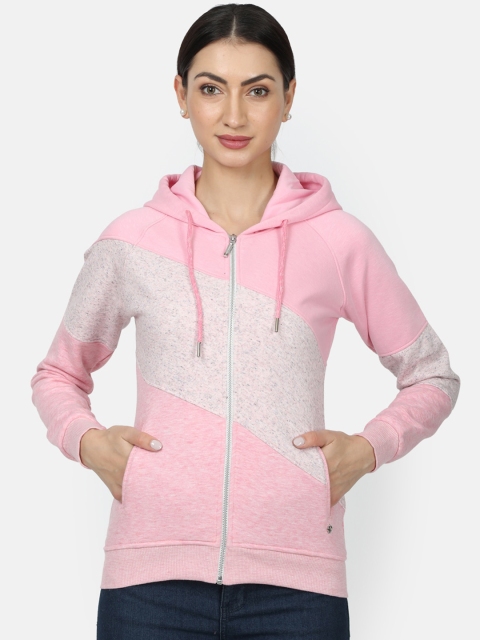 

Monte Carlo Women Pink Colourblocked Hooded Sweatshirt