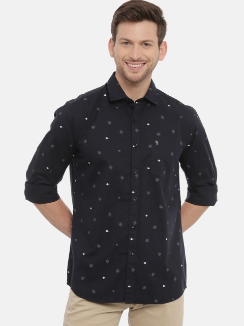 

Classic Polo Men Black Slim Fit Printed Casual Shirt