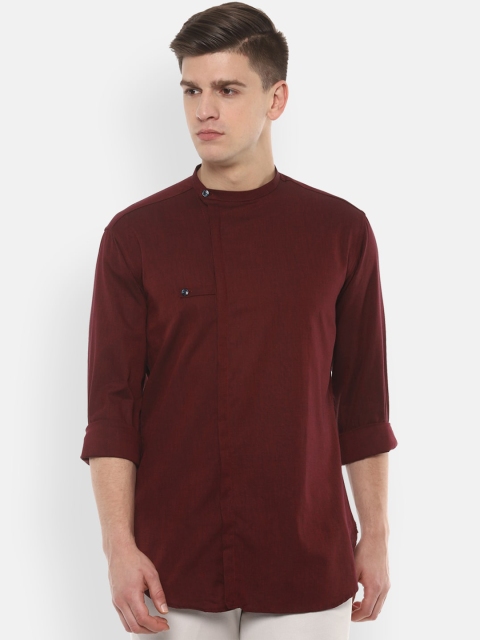 

V Dot Men Maroon Slim Fit Solid Casual Shirt