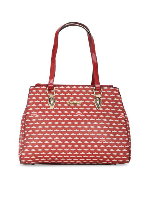 

ESBEDA Red & Off-White Printed Handheld Bag