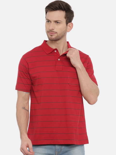 

Classic Polo Men Red Striped Polo Collar T-shirt