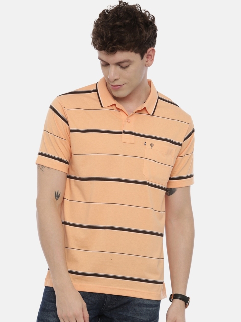 

Classic Polo Men Orange Striped Polo Collar T-shirt
