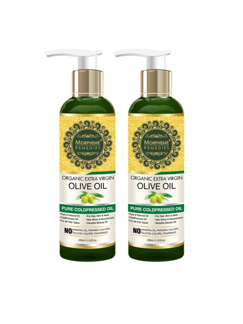 

Morpheme Remedies Unisex Set of 2 Pure Organic Extra Virgin Olive Hair Oil, Green