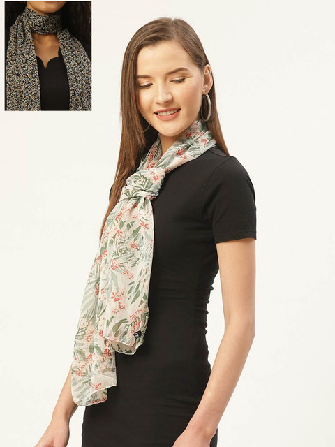 

Trend Arrest Women Pack Of 2 Printed Scarves, Cream