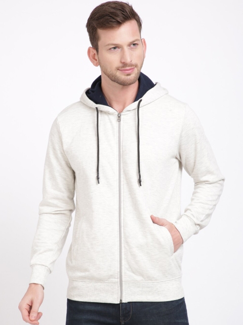 

IVOC Men Off-White Solid Hooded Sweatshirt