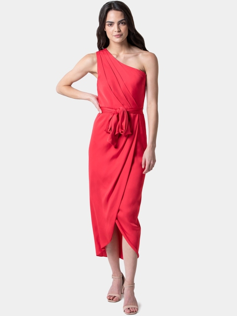 

Forever New Women Red Solid Wrap Dress