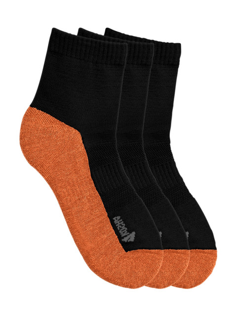 

Kosha Women Pack Of 3 Black & Orange Colourblocked Merino Wool Ankle-Length Socks