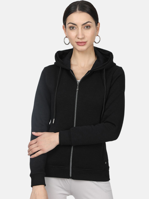 

Monte Carlo Women Black Solid Hooded Sweatshirt