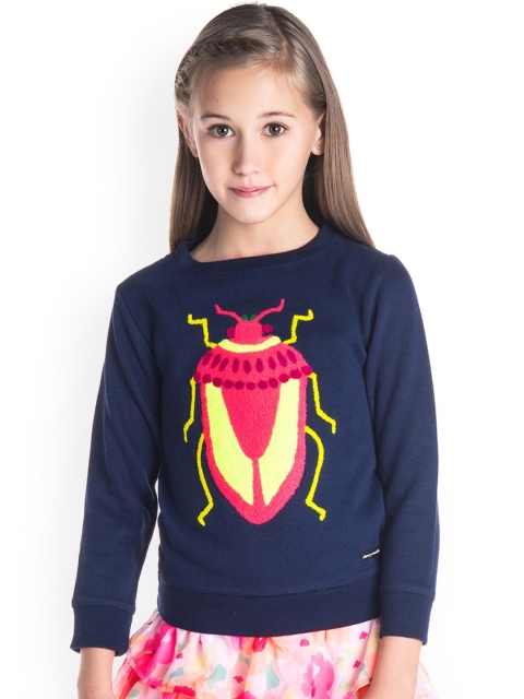 

Cherry Crumble Girls Navy Blue & Red Bug Sweatshirt