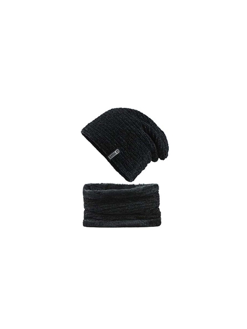 

Bunnywave Unisex Black Self Design Beanie