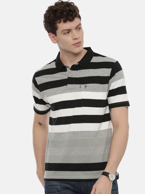 

Classic Polo Men Grey & Black Striped Polo Collar T-shirt