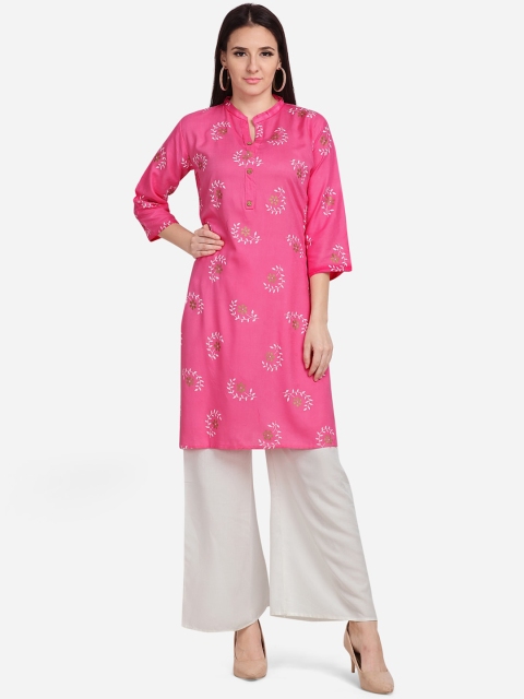 

SHAVYA Women Pink & White Printed Kurta with Palazzos