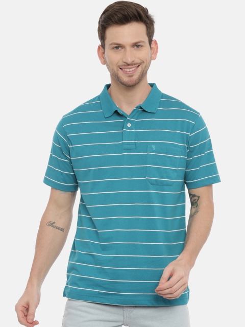 

Classic Polo Men Blue Striped Polo Collar T-shirt