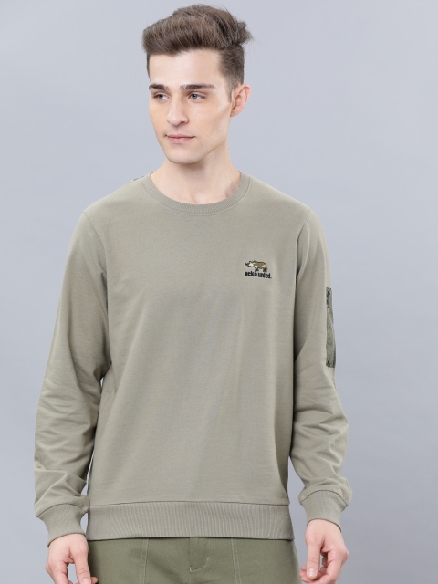 

Ecko Unltd Men Olive Green Solid Sweatshirt
