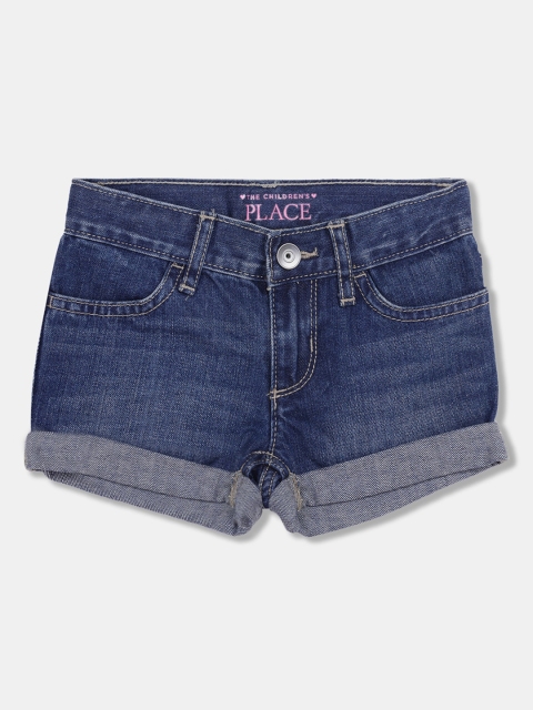 

The Childrens Place Girls Blue Washed Regular Fit Denim Shorts