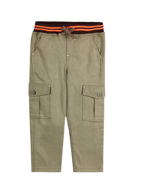 

Cherry Crumble Boys Green Regular Fit Solid Cargos