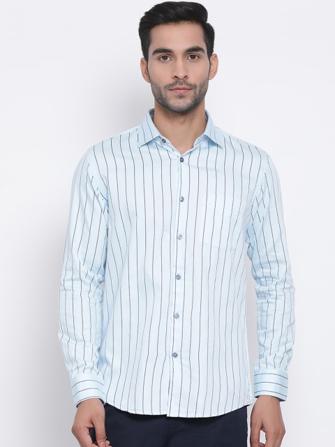 

Richlook Men Blue Classic Slim Fit Striped Casual Shirt