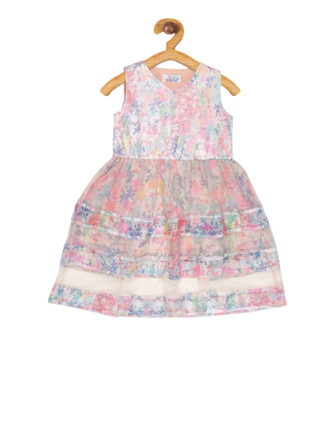 

YOUNG BIRDS Girls Multicoloured Printed Fit and Flare Dress, Multi