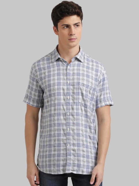 

Parx Men Blue & Grey Slim Fit Checked Casual Shirt