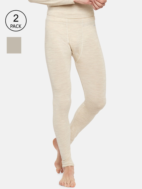 

Kosha Men Plus Size Oatmeal Merino Wool & Bamboo Thermal Bottoms Pack of 2, Cream